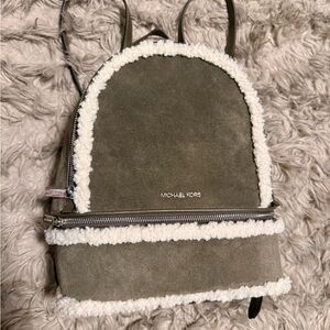 Michael Kors Olive Backpack with White Trim NWT